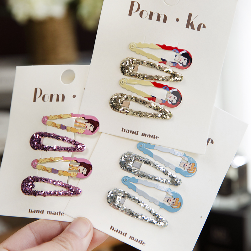 韩版儿童发夹可爱公主闪粉水滴夹小女孩侧边刘海夹宝宝bb夹碎发卡