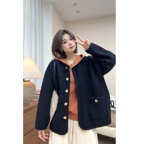 【小香风】气质圆领双面针织金属扣百搭洋气外套女春宽松显瘦上衣