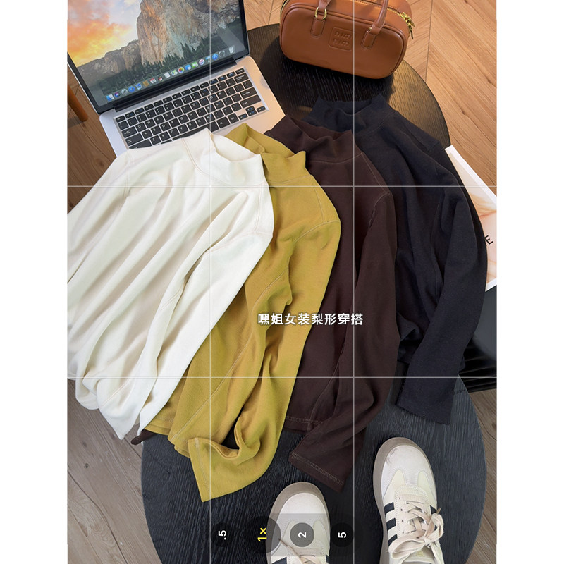 温暖底牌】百搭刚需~韩系显瘦保暖半高领纯色打底衫女冬季新款