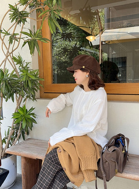 曼波衫~韩系简约百搭花边领刺绣泡泡袖棉纱减龄衬衫女秋