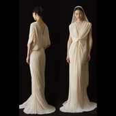 艺术黄金年代 cicidream夏季 新品 雅典古希腊系列肌理棉长袍连衣裙