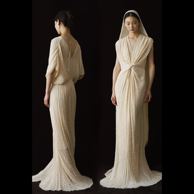 cicidream雅典古希腊肌理棉长裙