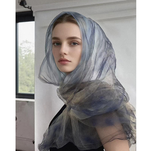 cicidream大漠里的沙艺达100%真丝手染波西米亚披肩头巾围巾纱巾