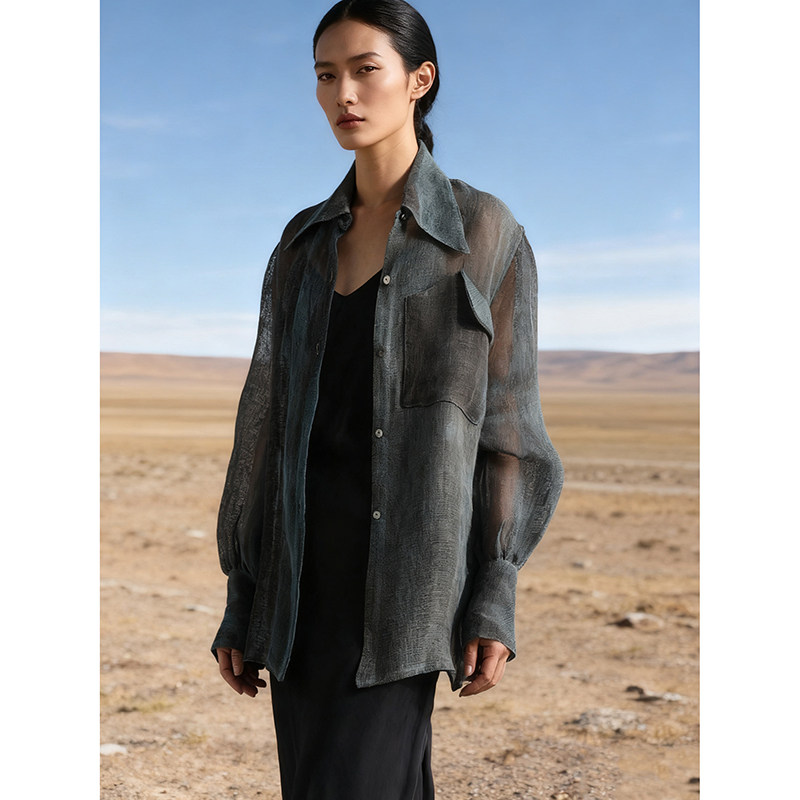 cicidream手织布汉麻长袖衬衫