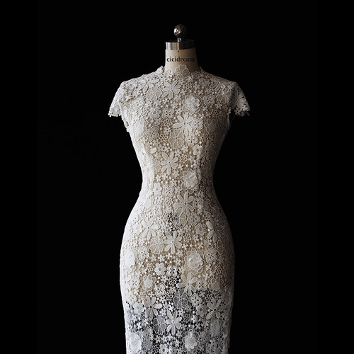 cicidream古典花朵蕾丝长裙