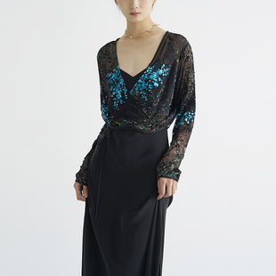 防晒衫 cicidream蓝色焰火桑蚕丝短款 罩衫 上衣衬衫 长袖