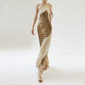 cicidream 超长连衣裙 豹纹双层桑蚕丝鱼尾轻礼服 2025年夏季 新品