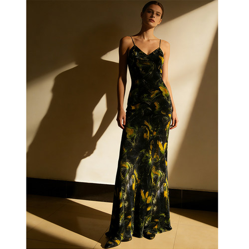 cicidream吊带修身连衣裙超长裙