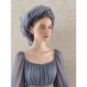 cicidream 蓬松大量感轻盈 油画纱巾披肩围巾 蓝灰紫 桑蚕丝