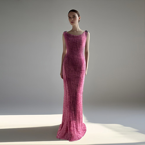 cicidream古玫瑰粉无袖连衣裙