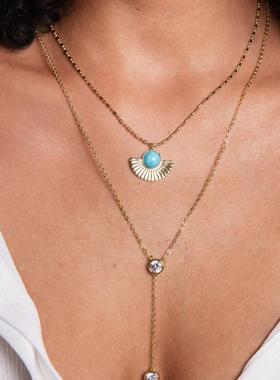 SOLDEVERANO蕃秀波西米亚风双层叠戴项链女小众设计感高级锁骨链