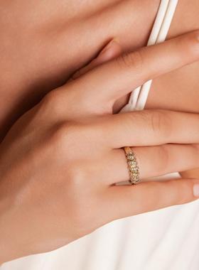 SOLDEVERANO蕃秀复古女生尾戒螺纹镶钻小众冷淡风轻奢指环简约