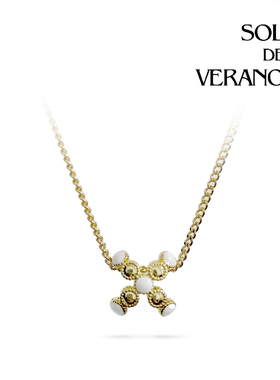 SOL DE VERANO蕃秀 雏白十字环扣项链可拆卸精致波点百搭高级感