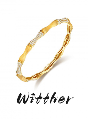 Witther小众设计复古竹节拉丝手镯s925纯银轻奢高级感简约手饰女