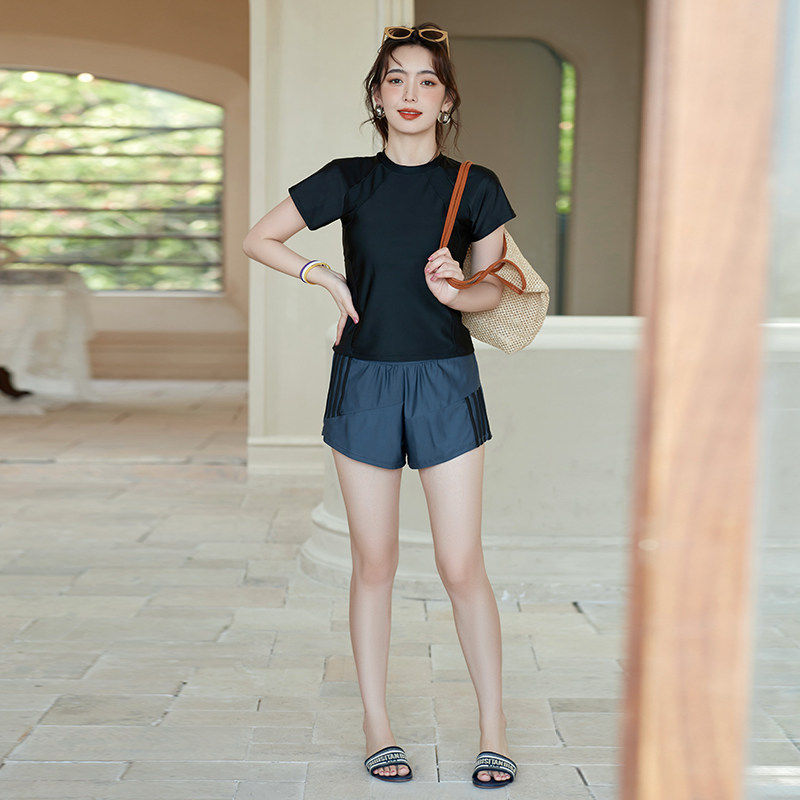 速干平角裤大码泳衣女胖mm200斤游泳衣运动分体游泳馆专用保守