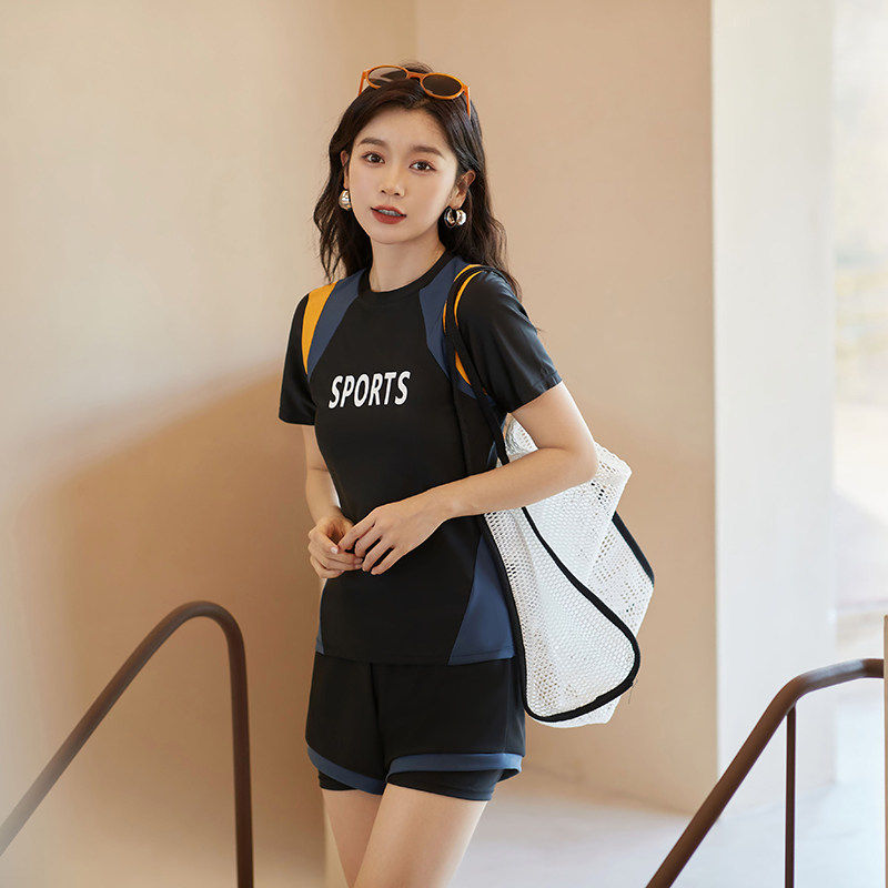 游泳馆专用大码泳衣女胖mm200斤分体式游泳衣女运动室内训练竞速