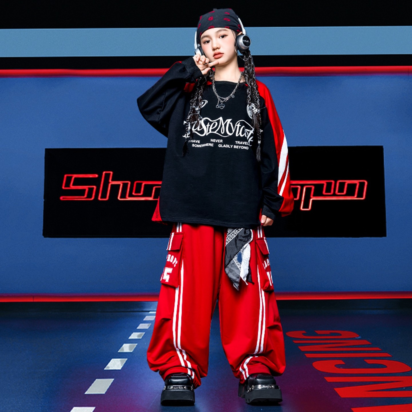 儿童街舞演出服男童黑色卫衣上衣套装女童炸街架子鼓嘻哈潮服酷帅,童装/婴儿装/亲子装,儿童演出服,淘宝优惠券,粉丝福利购,淘宝优惠卷