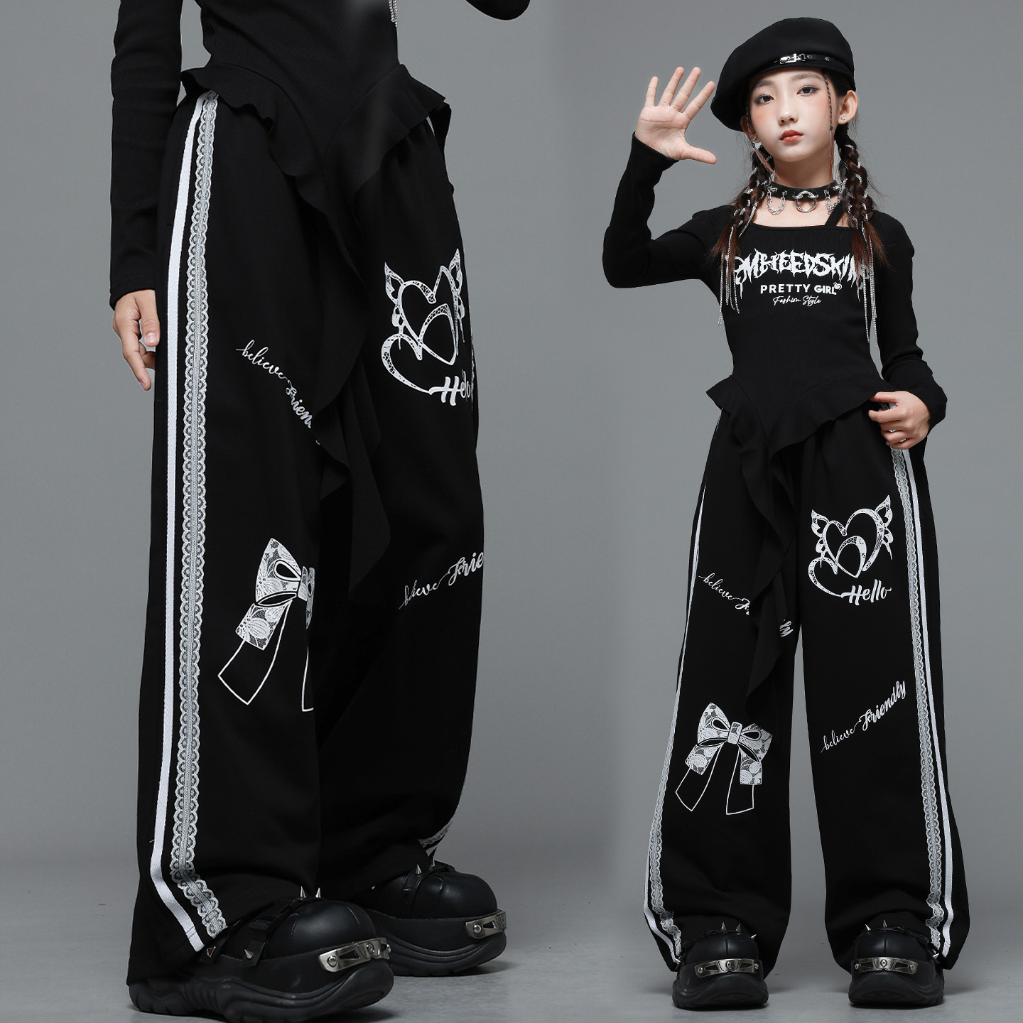 爵士舞裤子女童jazz黑色街舞跳舞