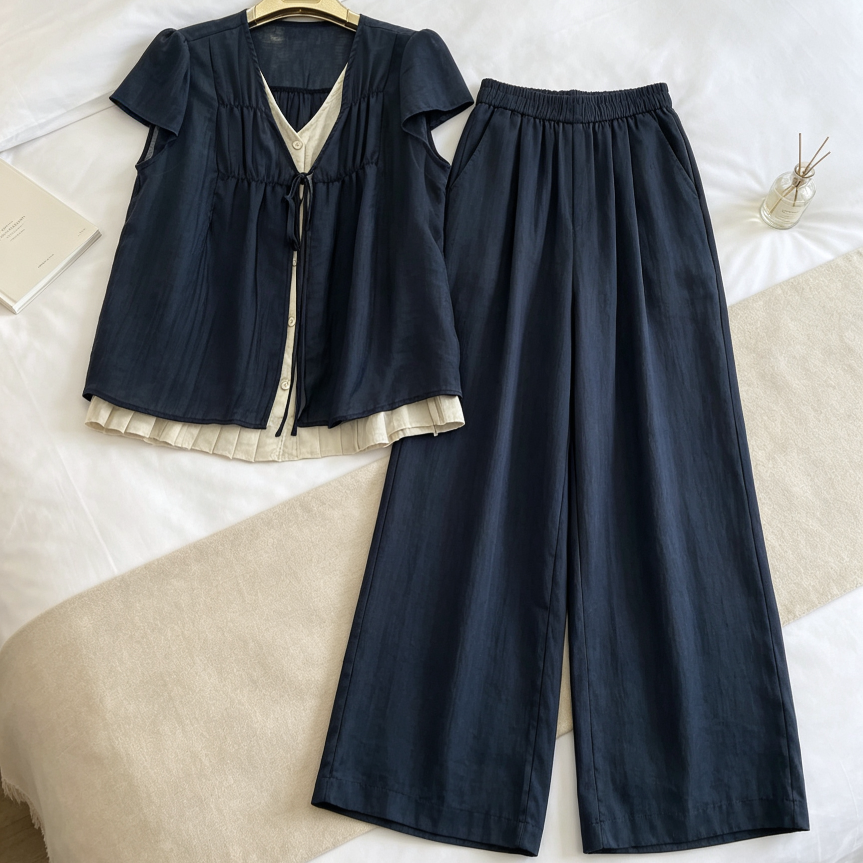 信德服饰2026夏季新款女装时尚套装女宽松休闲百搭两件套618868