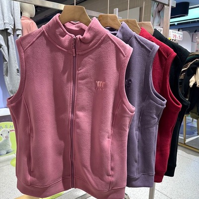 她炽情侣绒磨磨女士/男士坎肩加绒立领无袖开衫秋冬抓绒保暖马甲