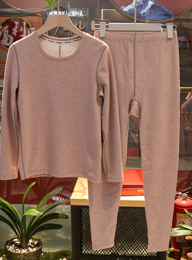 三针内衣 女士圆领中领加厚保暖羊绒蚕丝双色套装 16704秋衣秋款