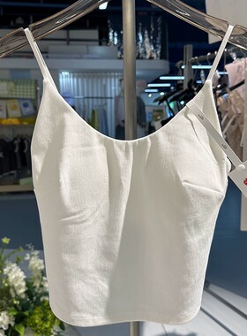 春夏牛仔高弹修身百搭细吊带背心背扣女带胸垫一体杯内搭1036