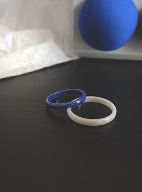 T-Sail［pep］克莱因蓝陶瓷戒指 复古男款潮搭 个性情侣素圈指环