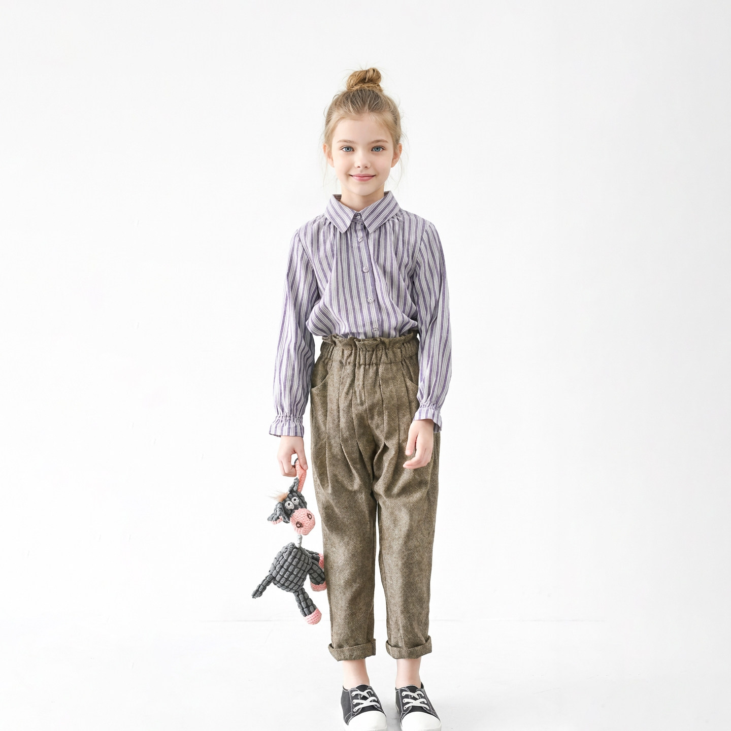 猜猜爱原创童装长袖条纹衬衫2026新款春装气质女童初中生上衣1159