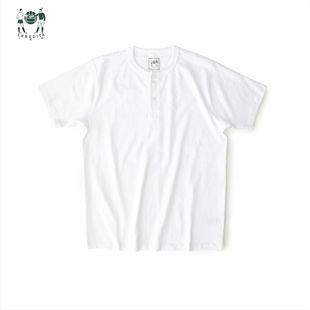 T恤质朴纯白Tee 亨利领复古纯棉210克双纱针织短袖 十贰码 Leredita