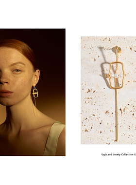 【theC】设计师品牌丑萌系列丑脸淡水珍珠925银耳环