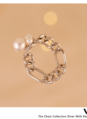 Vris925银软链条尾戒食指戒叠戴