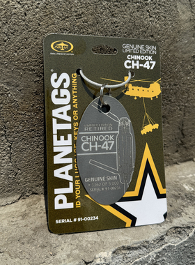 美国PLANETAGS支奴干CH47双翼运输直升机蒙皮钥匙扣行李牌文创