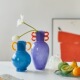 OOOOH孟菲斯风格 彩色双耳玻璃花瓶复古造型家居饰品客厅艺术摆件