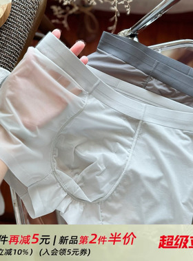 20D超薄凉感纱~男士内裤透感纯欲性感男生平角裤速干冰丝四角短裤