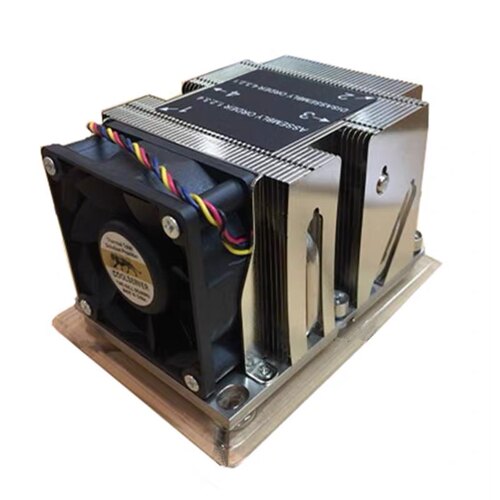 适用 2U LGA3647长正方形 4根热管服务器风扇 CPU散热器4线调速