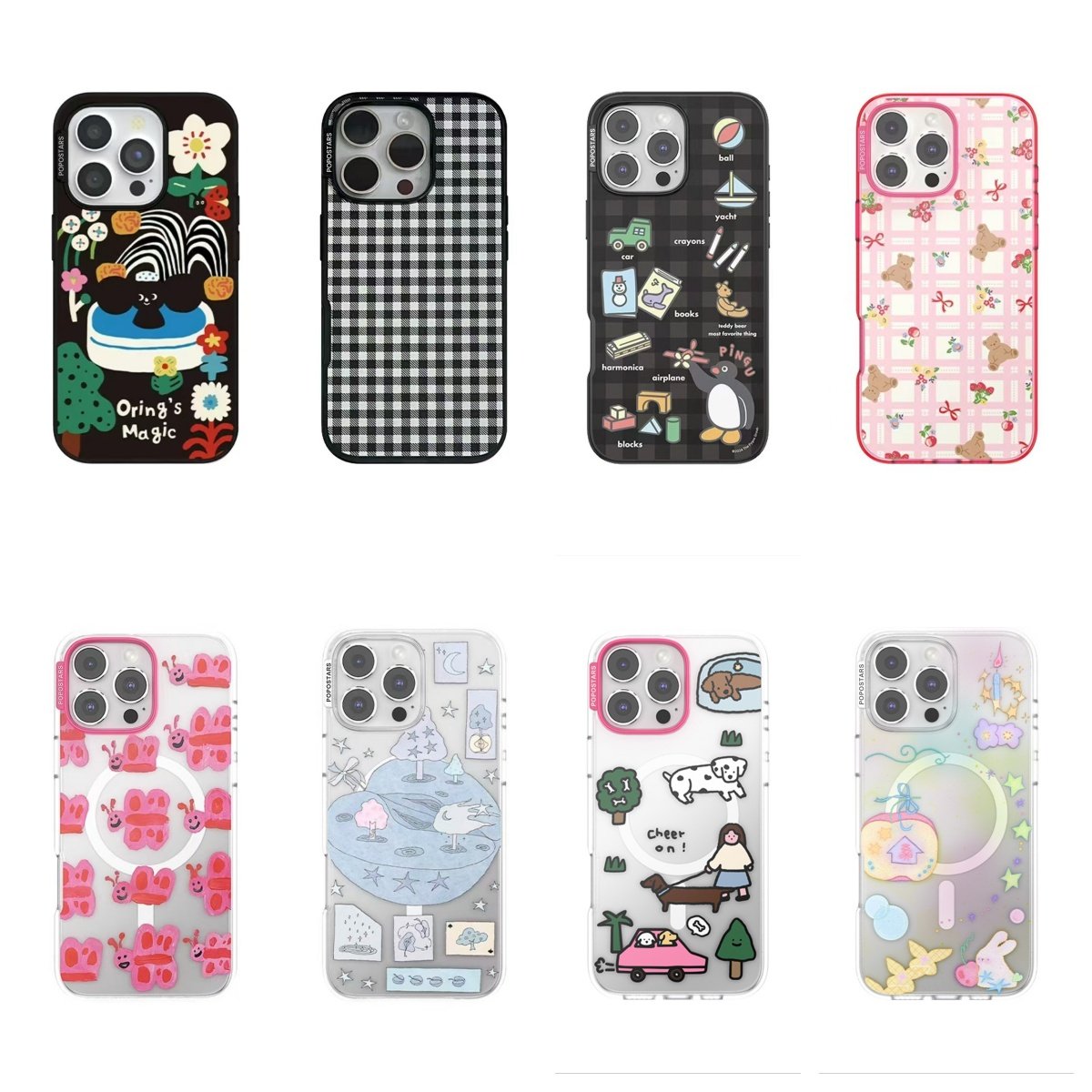 【泡泡骚强磁吸手机壳】轻薄透明潮牌适用于iphone16promax苹果15Pro/14/13/12手机壳脑袋花园 黑白格 塔卡沙