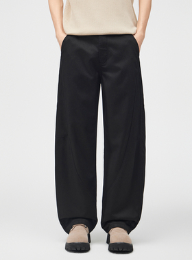 黑色弯刀休闲裤男春夏2026新款后松紧高腰直筒宽松显瘦拖地阔腿裤