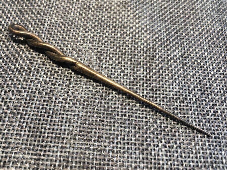 精美传世老银包浆清代苏工洒金绞丝发簪老头饰簪子银器古玩杂项