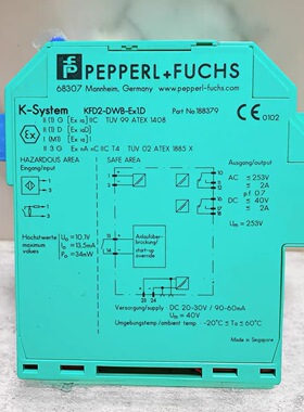 KFD2-DWB-Ex1.D 倍加福转速监控器安全栅订货号：188379全新现货