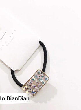 Hello DianDian 韩国小众设计师闪钻方形简约百搭复古发绳