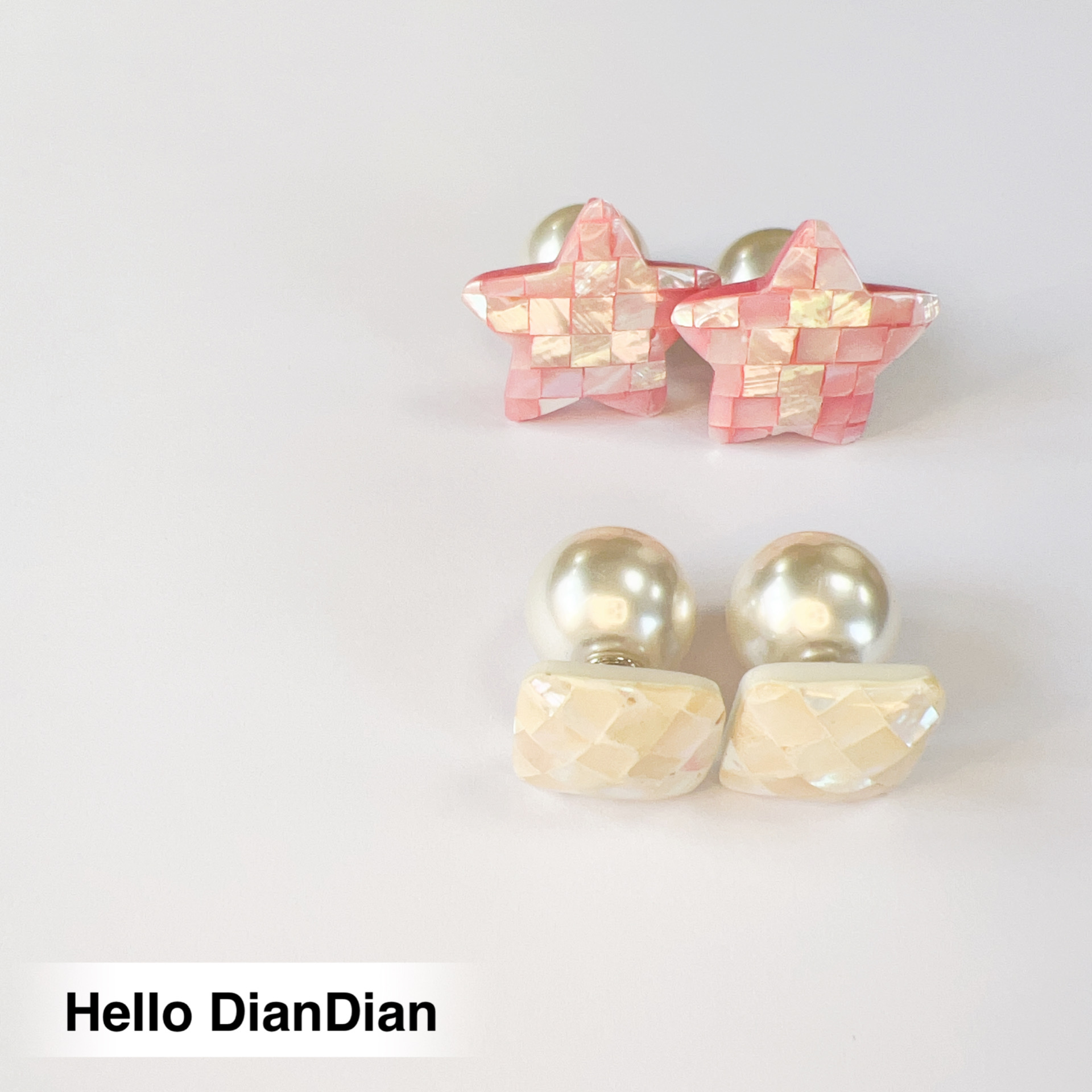 Hello DianDian 韩国小众设计师珍珠方块星星ins网红百搭耳环