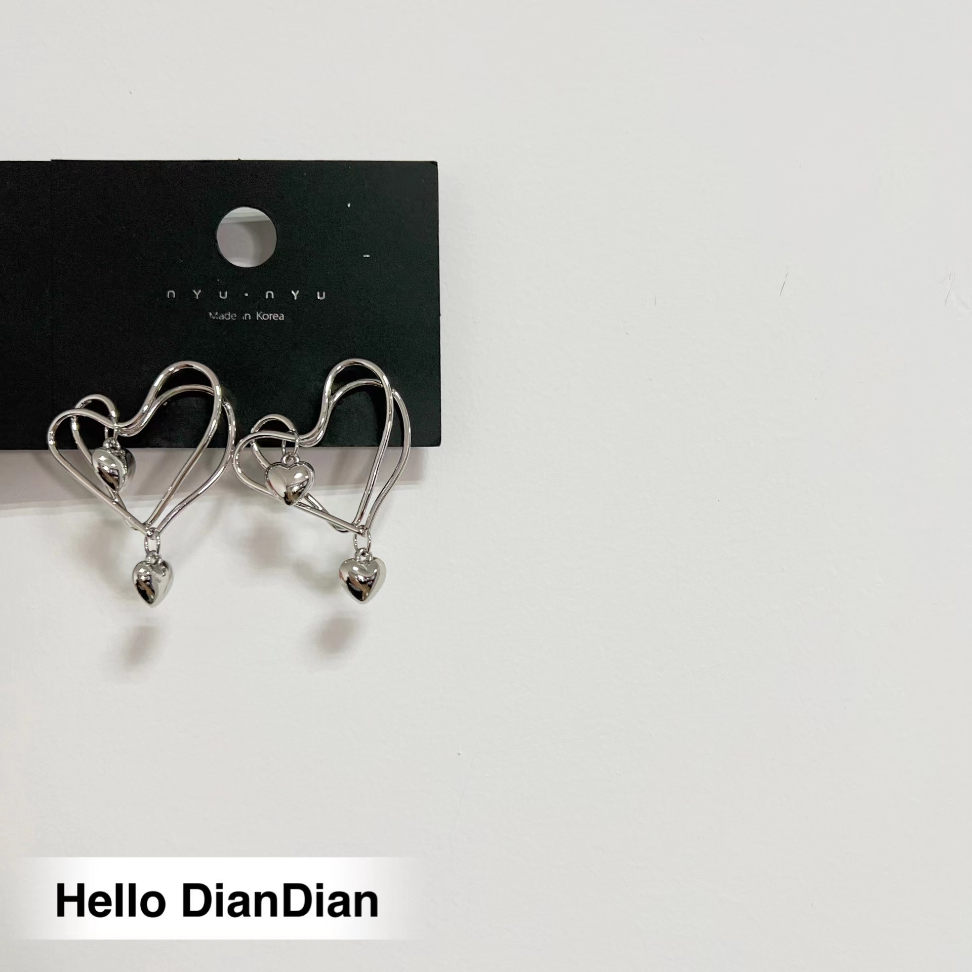 金属镂空爱心挂坠特别的ins耳环