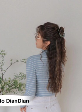 Hello DianDian 韩国小众设计师纯色棋盘格简约大气百搭网红抓夹