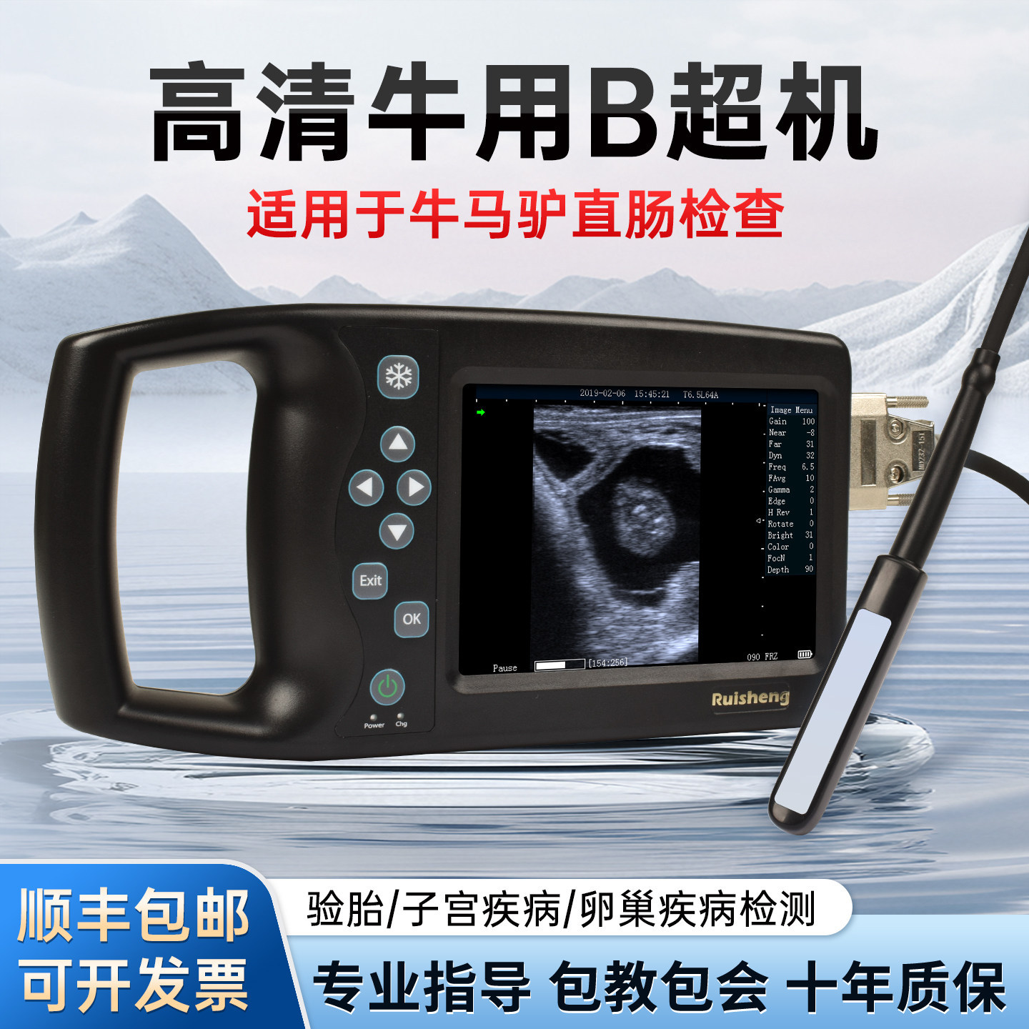 兽用B超机猪牛羊用测孕仪器高清彩屏便携式彩超仪背膘仪超声验孕