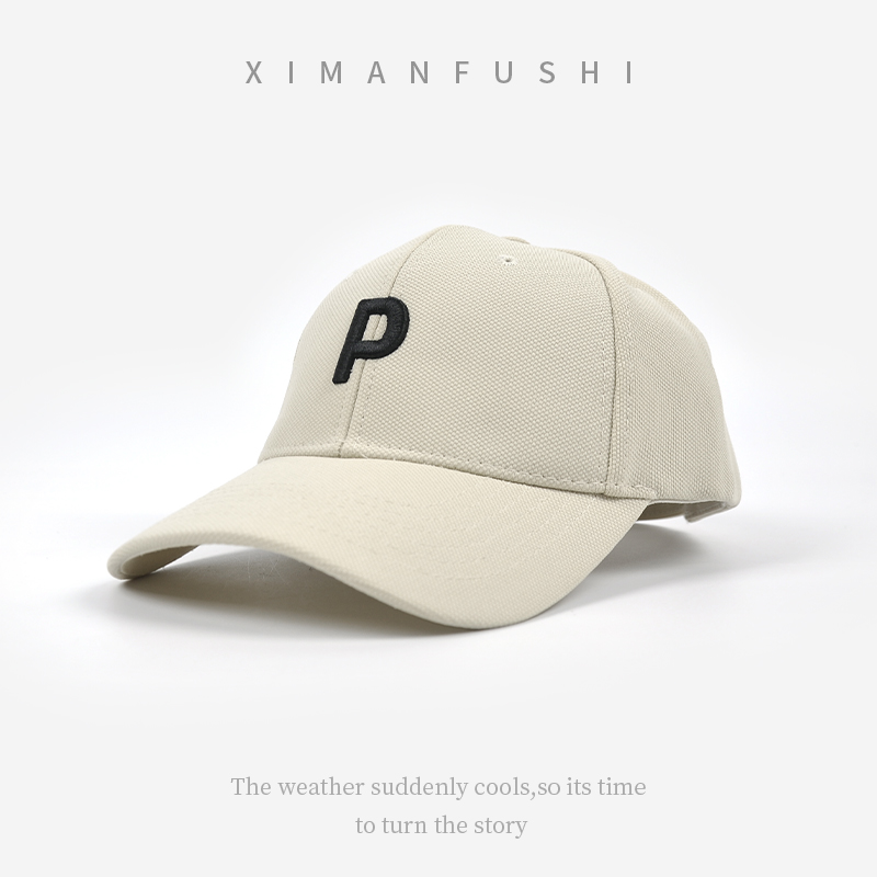 帽子男女通用户外运动韩版字母P刺绣鸭舌帽潮街头显脸小棒球帽春