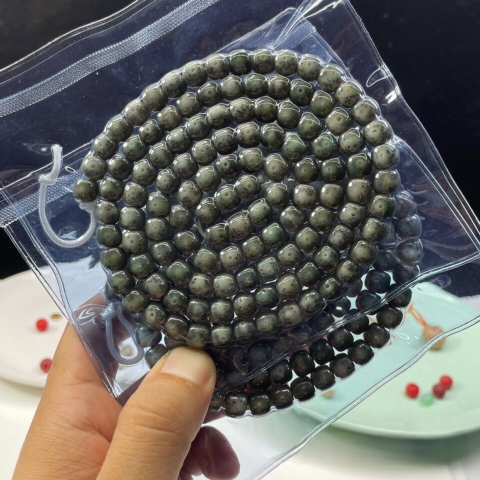 海南原生态石玉料同枝果帝王绿星月菩提108佛珠念珠手链多圈手串