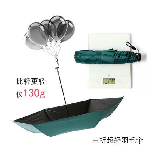 大光明三折超轻黑胶防晒羽毛伞
