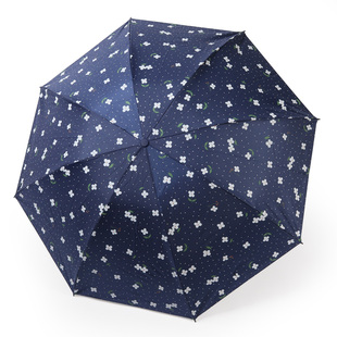 大光明三折叠外翻钢骨伞黑胶防紫外线防晒遮阳女士学生晴雨两用伞