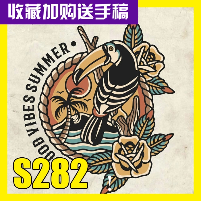 纹身手稿oldschool刺青图案骷髅爱心人物玫瑰鹰虎蛇花臂欧美素材