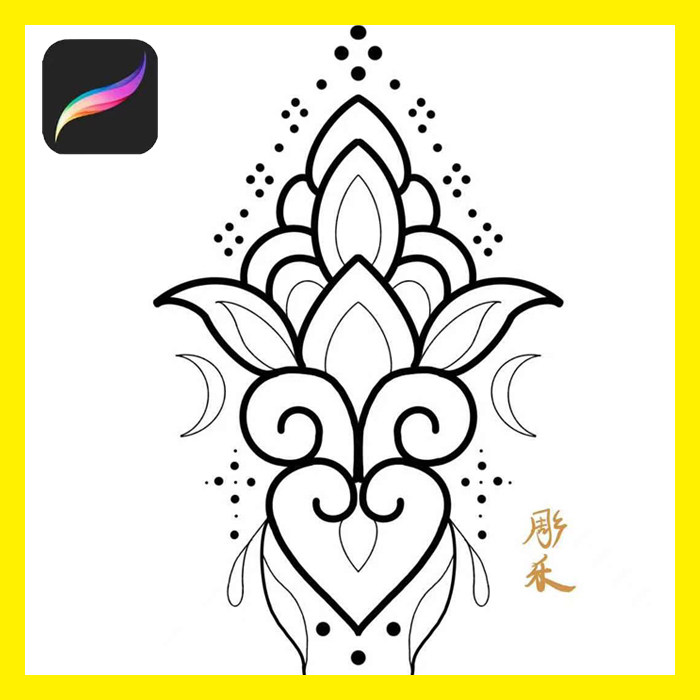 彫乐ipad procreate欧美梵花几何笔刷绘画软件刺青素材图腾图案